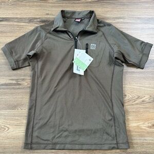 66 Degrees North Iceland Grettir Technical Top Polo Shirt Brown‎ XS 1/4 Zip NEW